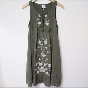 Knox Rose | Embroidered moth green dress